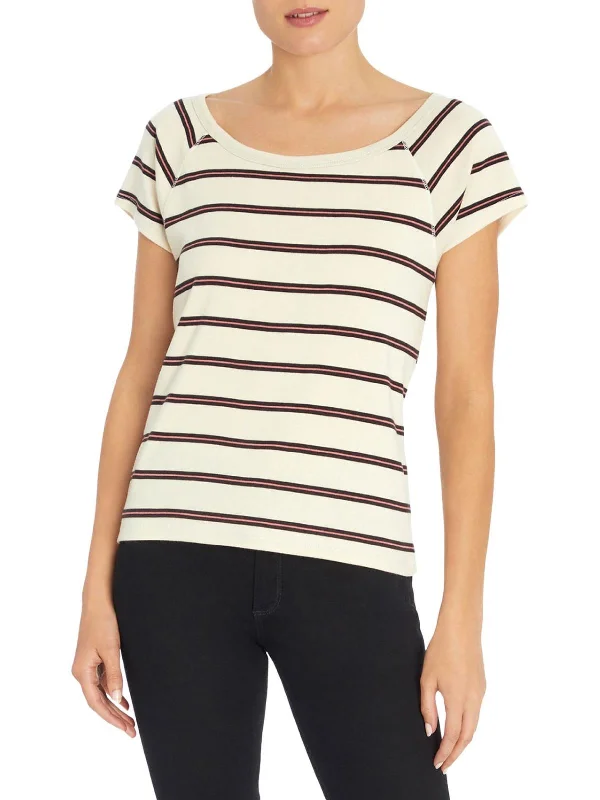 Womens Striped Cap Sleeve T-Shirt