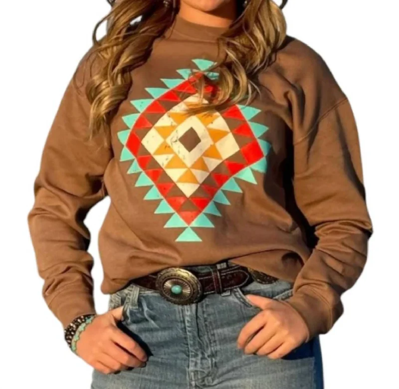 Ryanne's Fall Aztec Sweatshirt In Latte