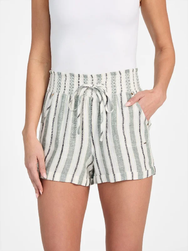 Harper Striped Linen-Blend Shorts