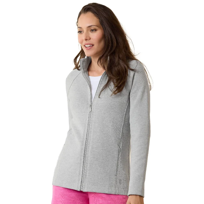 Tommy Bahama Women's New Aruba Full Zip Sweatshirt - Fossil Grey Heather