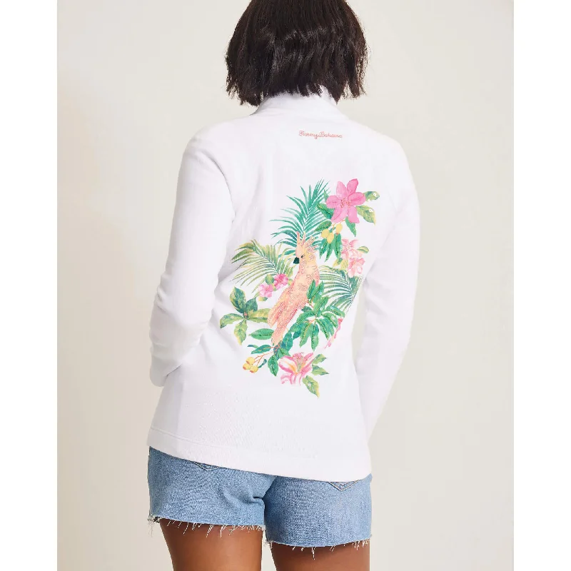 Tommy Bahama Women's Aruba Tropical Bliss Embroidered Full Zip Sweatshirt - White