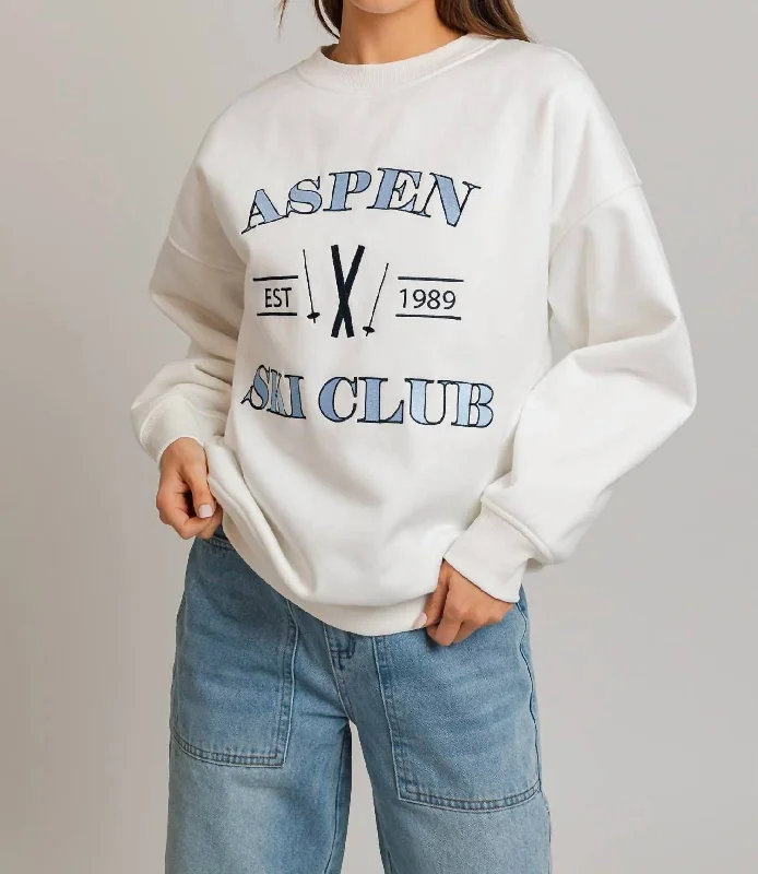 Aspen Ski Club Fleece Sweatshirt In White